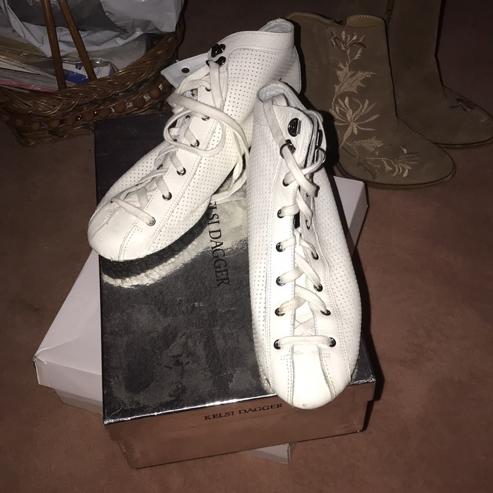 Kelsey Dagger great comfy leather sneaker in a bootie style.